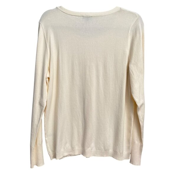 Talbots Womens Cream Long-Sleeve Sweater Sz L 58% Cotton 25% Modal Soft Knit Top - Picture 8 of 12